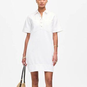Madewell Denim Popover Western Snaps Mini Dress White Size M NWT